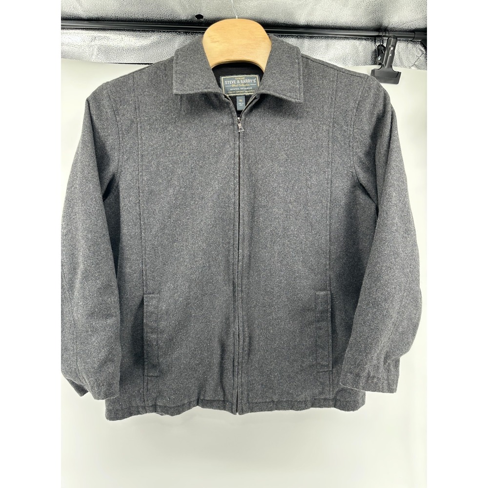 Steve & Barry's Men's XL Gray Full Zip Lined Wool Blend Jacket